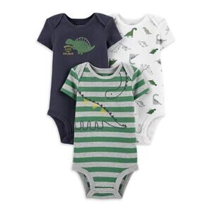 Carter's Baby Boy Short Sleeve Bodysuits 3pk Green Dinosaur Size 0/3 month